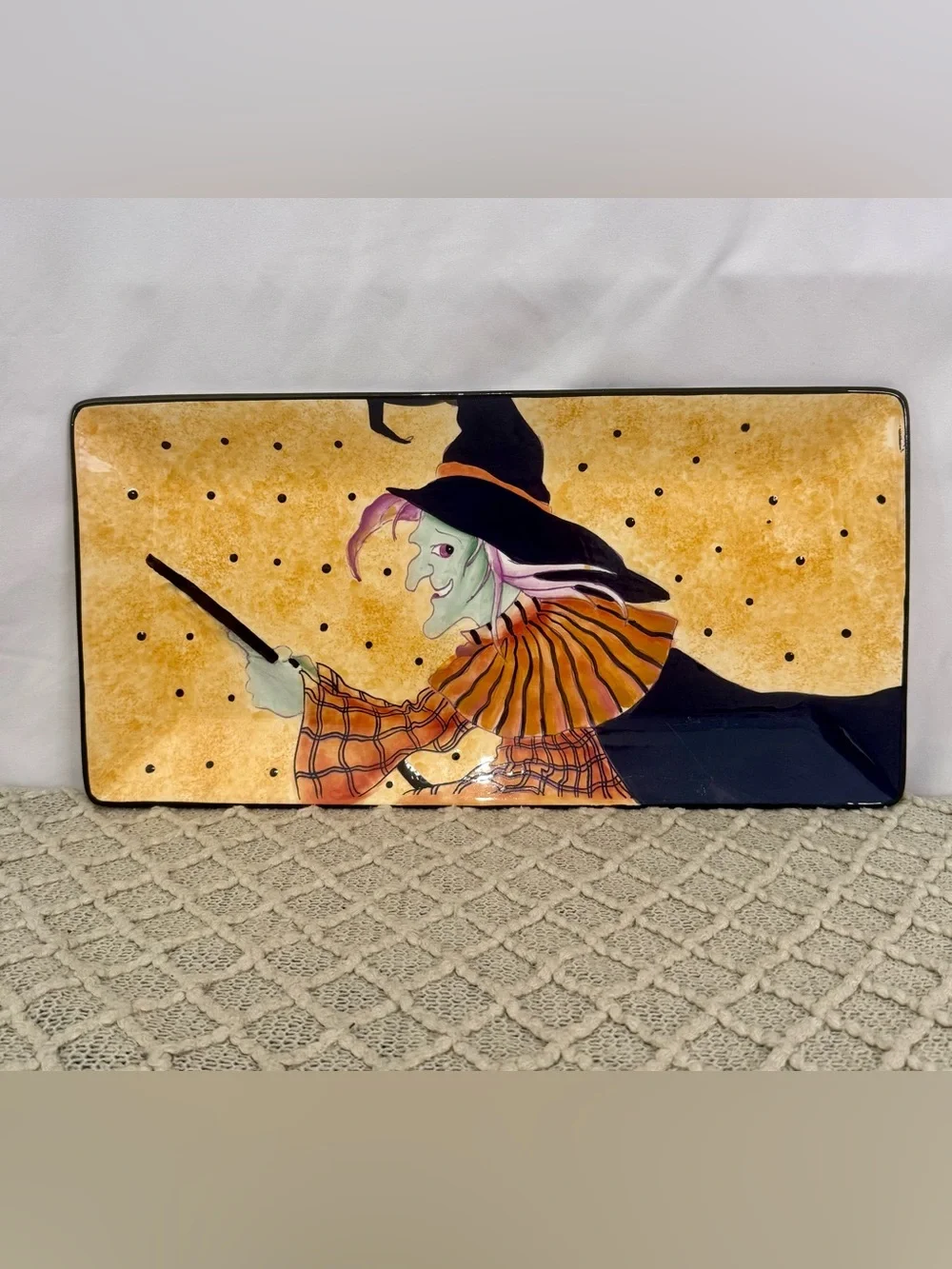Certified International Halloween Witch Platter - Orange, Black, Green, Purple